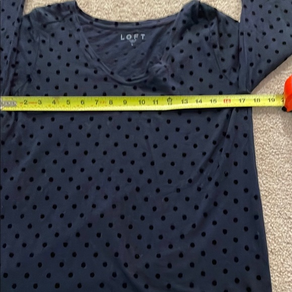 LOFT Blue Fitted Long Sleeve Blouse - Picture 3 of 4